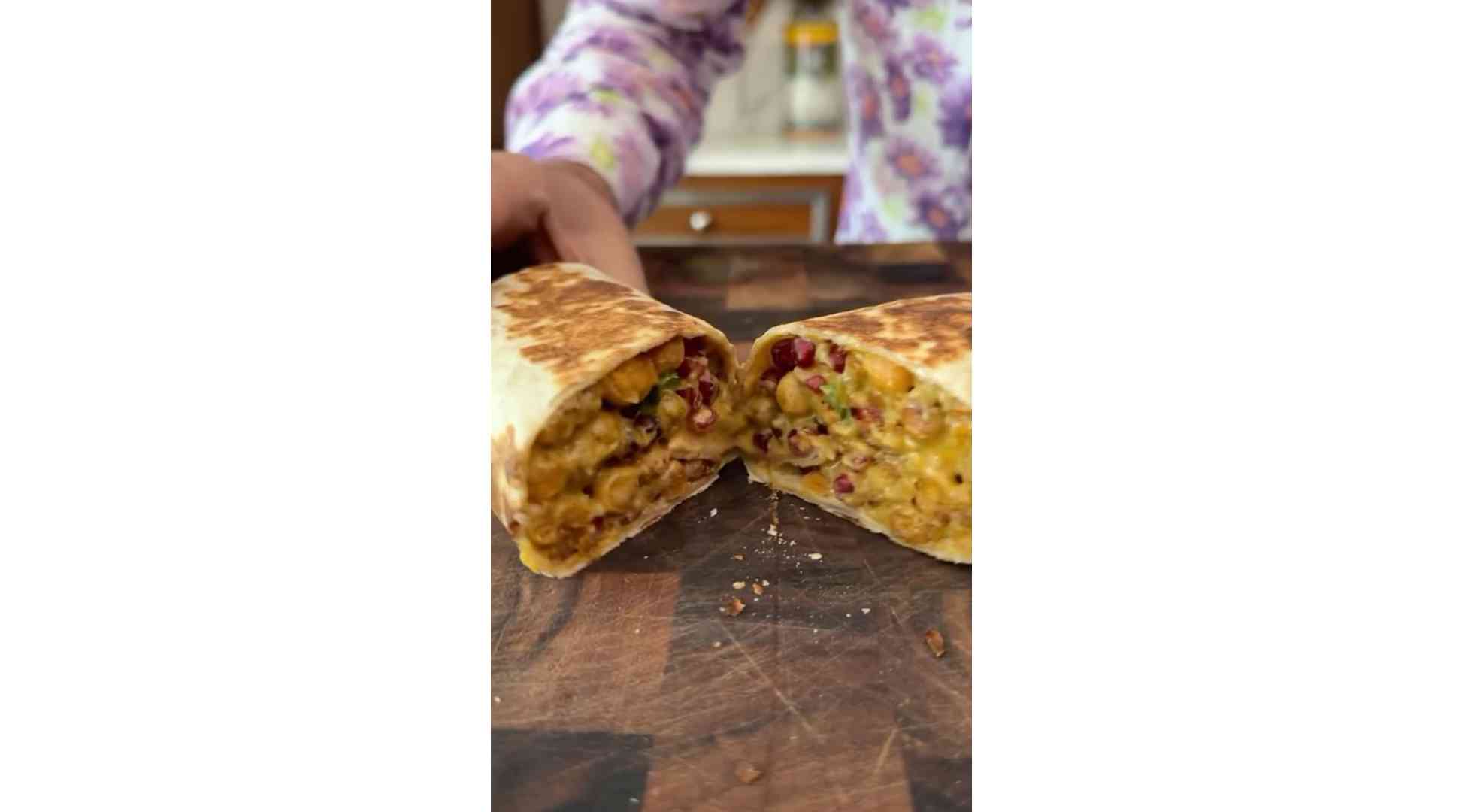 Crispy chickpea wrap with a creamy tahini dressing 