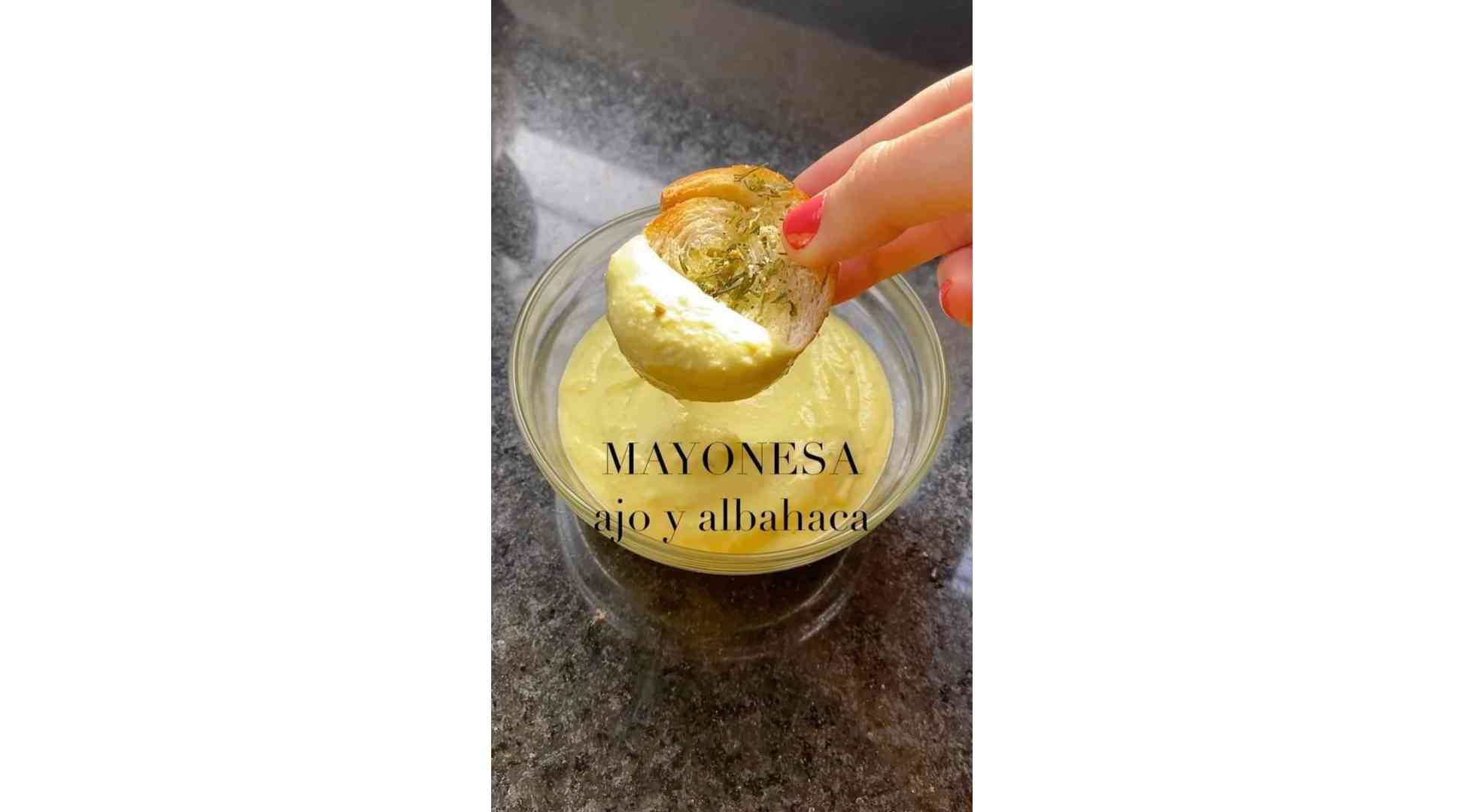 Homemade Garlic and Basil Mayonnaise.