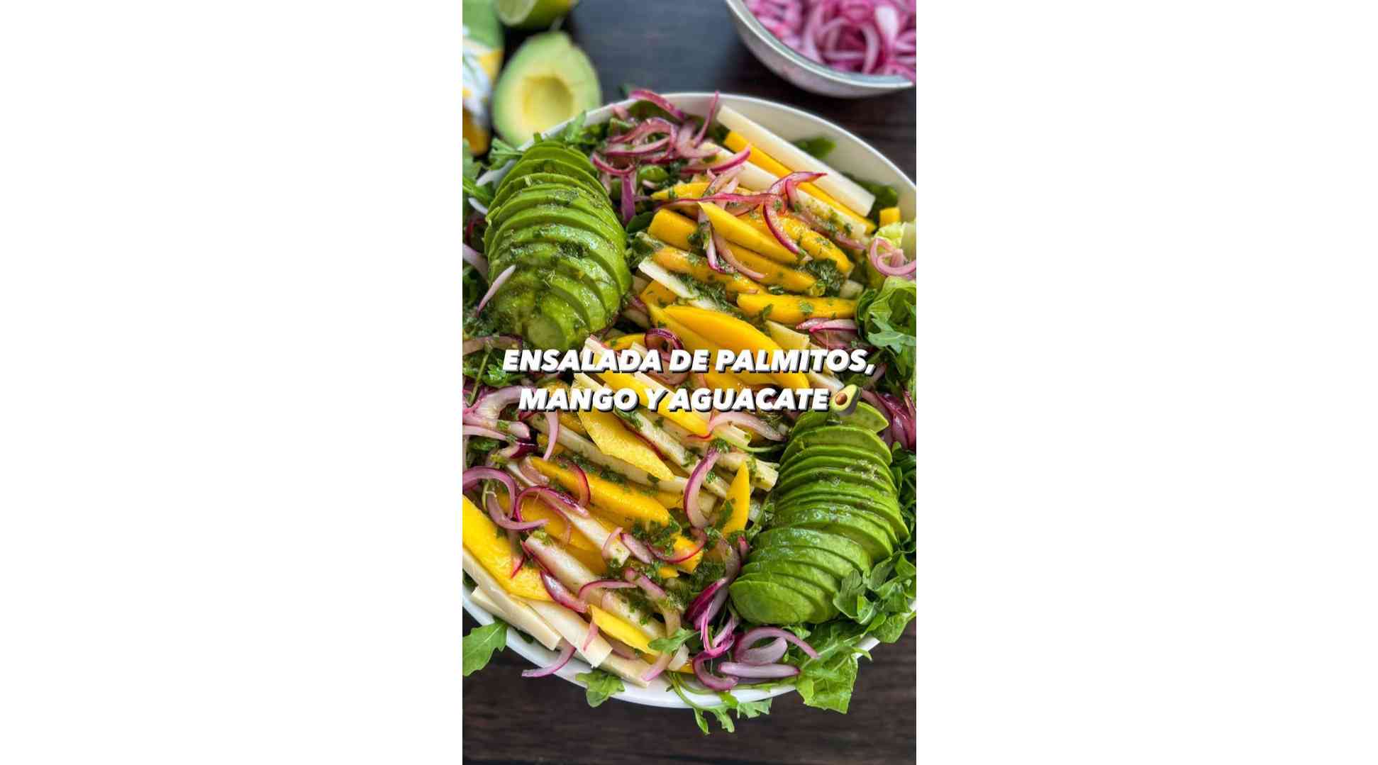 Healthy Palm Hearts, Mango and Avocado Salad.
