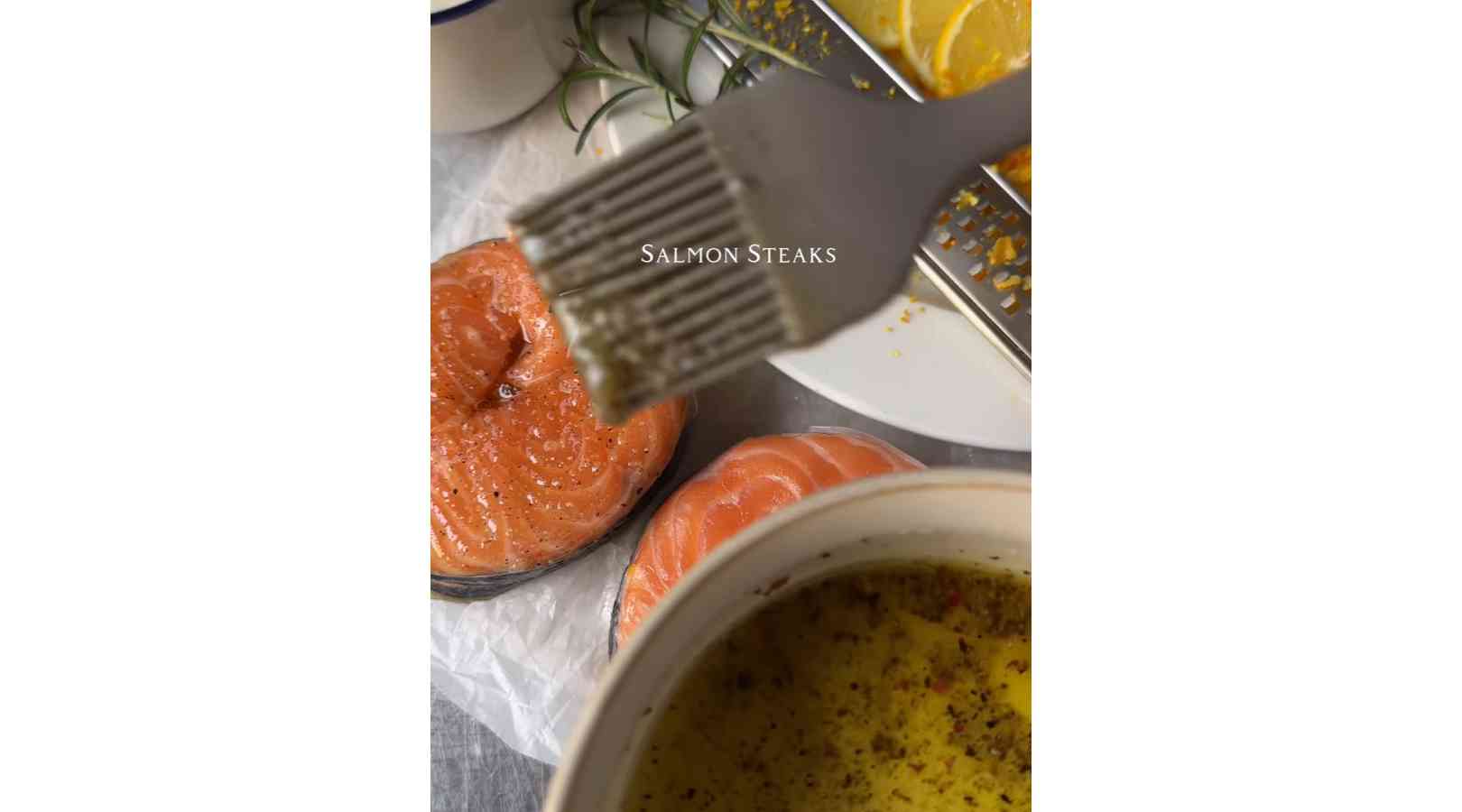 Salmon steaks & Tartar sauce.