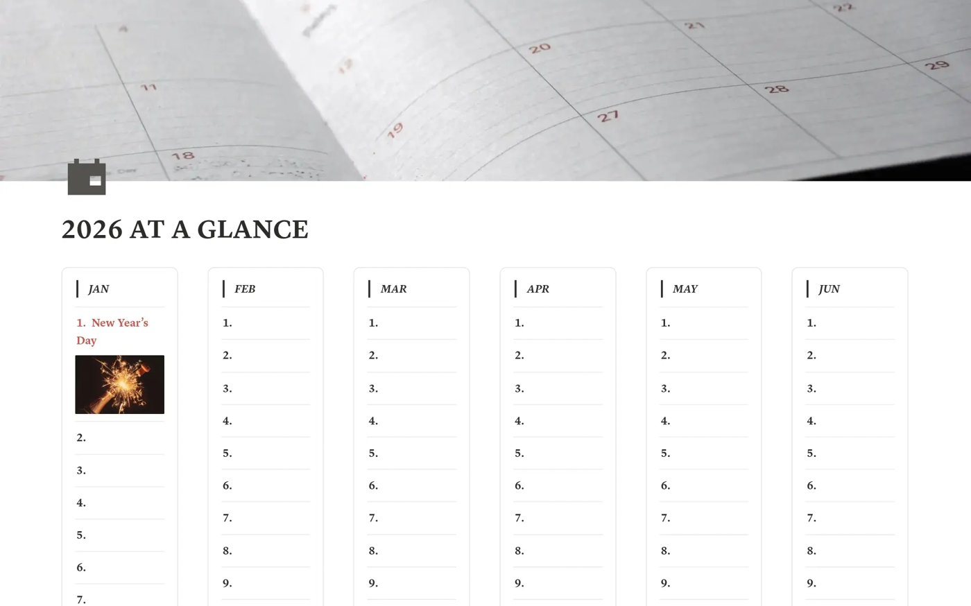 2026 At a Glance Template | Notion Marketplace
