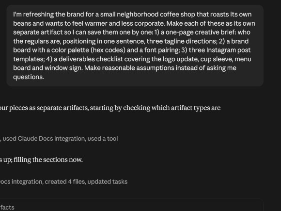 Claude chat: a coffee shop brand refresh