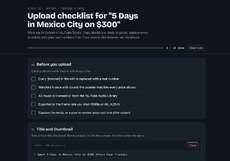 The upload checklist