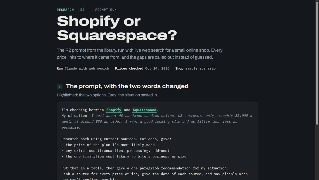 A research prompt, run