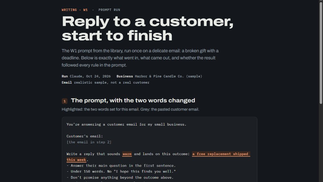 A writing prompt, run