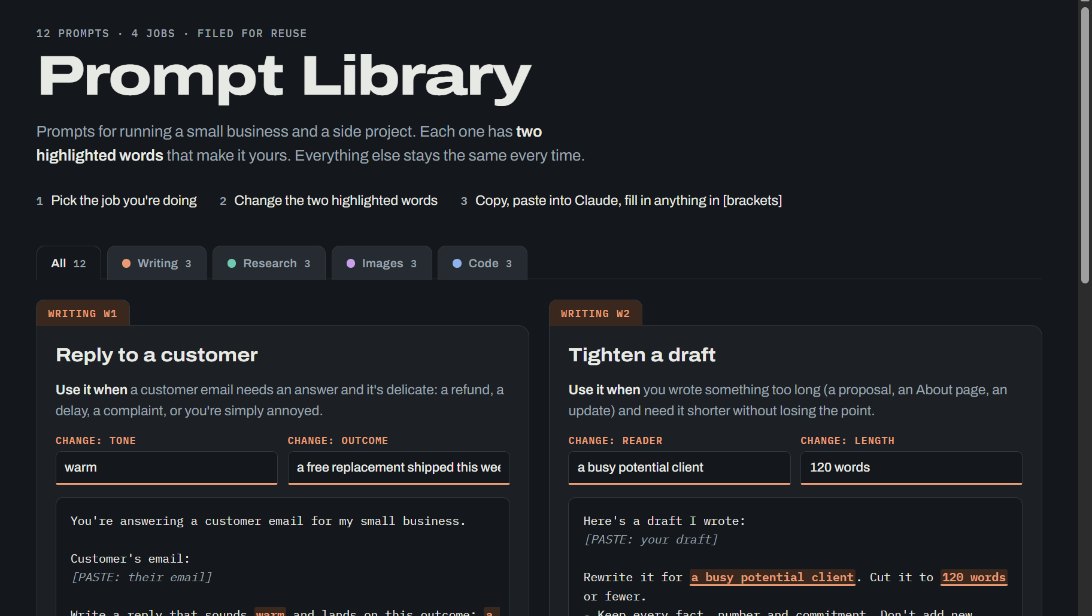 The 12-prompt library