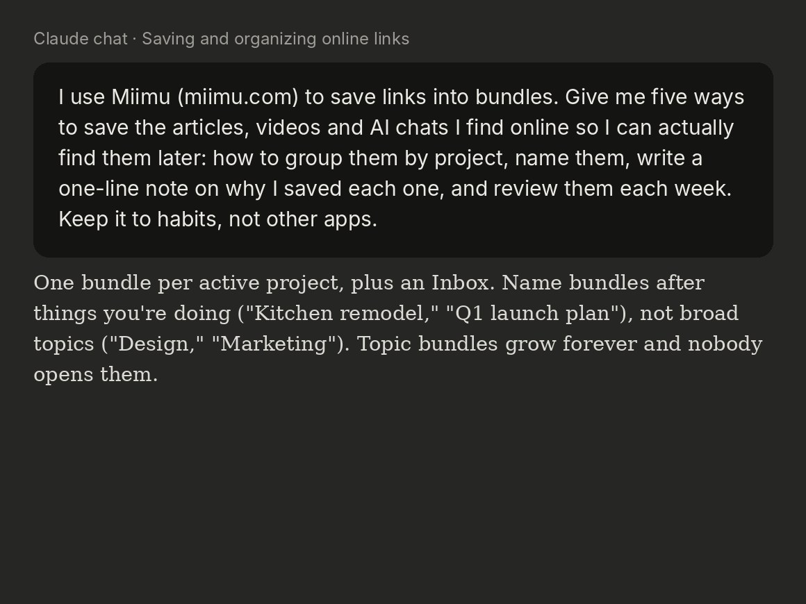 Claude chat: five habits for saving links you can find again